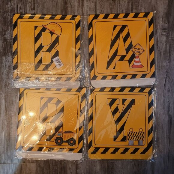 Baby Shower Decor Construction 12 Inch Square Blocks Party Boy - Picture 1 of 6